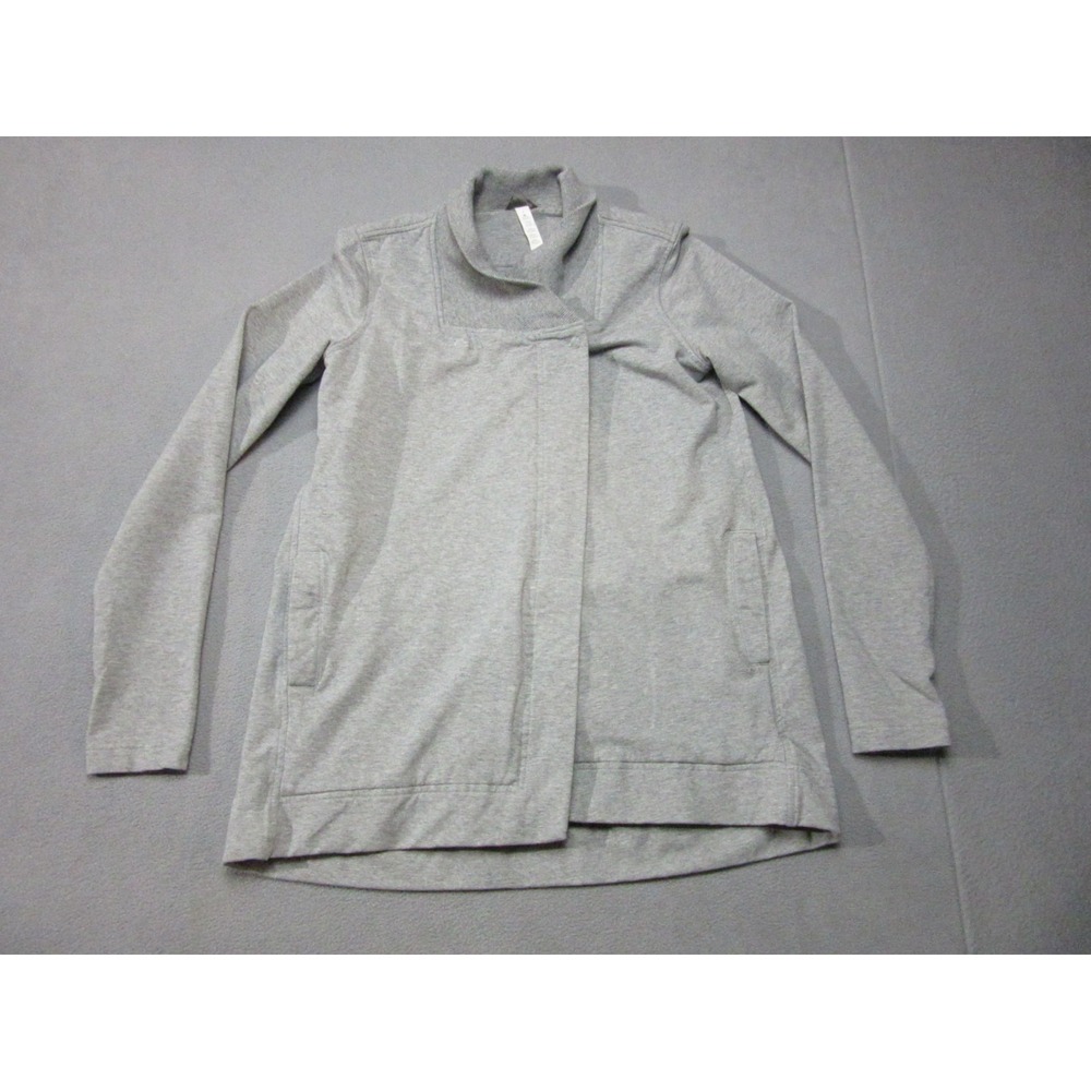 Lululemon Jacket Womens 4 Heather Gray Belle Wrap Pleated Snap Front Stretch